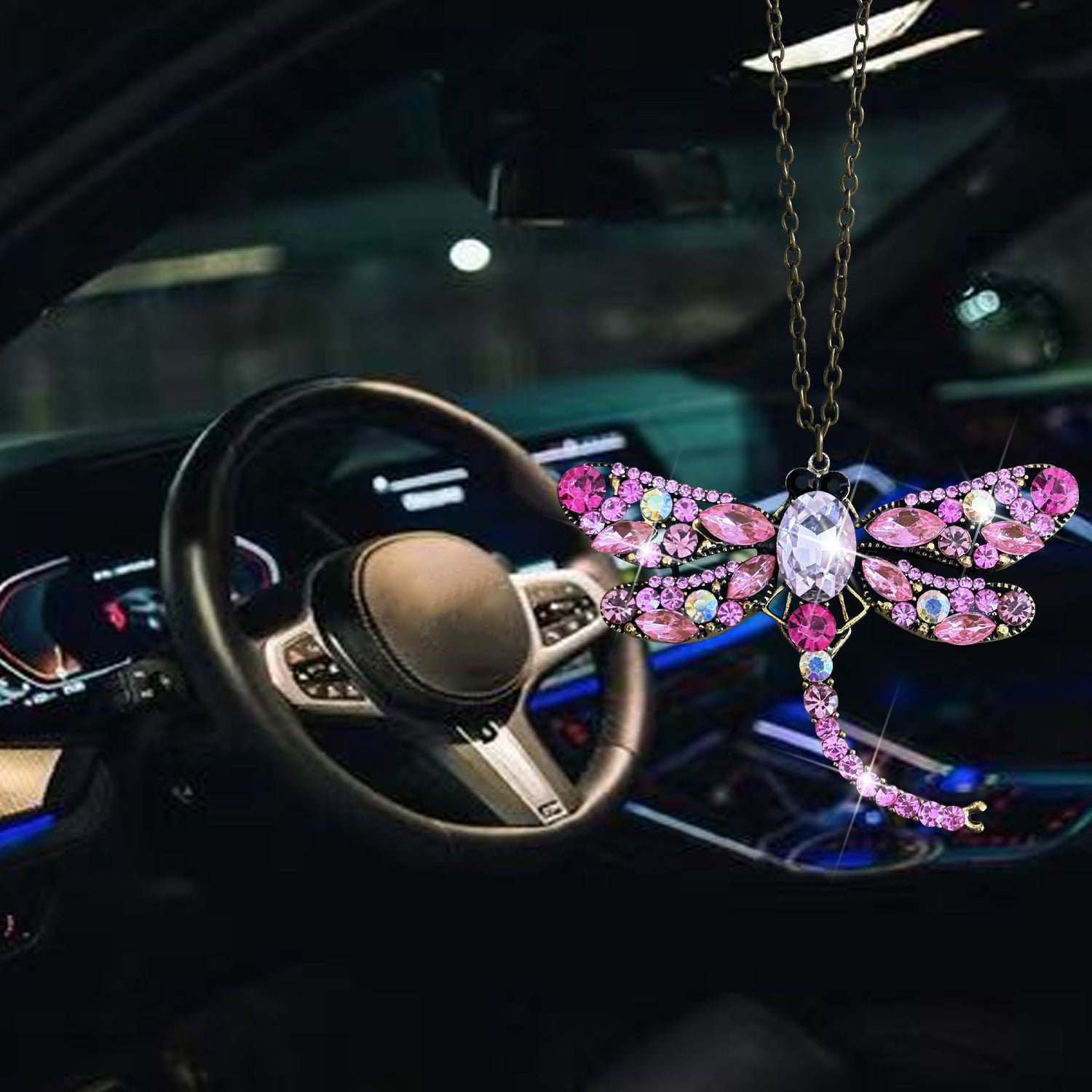 Wholesale diamond-encrusted alloy dragonfly car  decoration  pendant car accessories